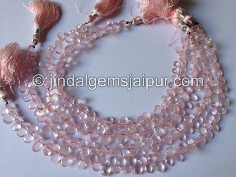Rose Quartz Faceted Pear Shape Beads